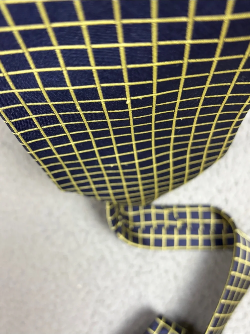 Brooks Brothers Makers Neck Tie Navy with Yellow Grid Silk Made in USA